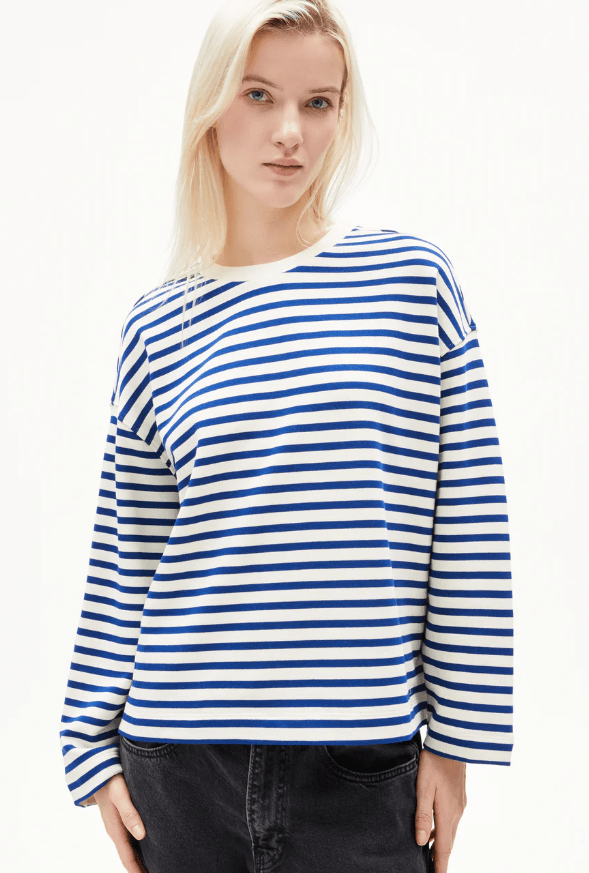 FRANKAA MAARLEN STRIPE SWEAT - UNDYED LAPIS BLUE
