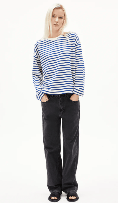FRANKAA MAARLEN STRIPE SWEAT - UNDYED LAPIS BLUE
