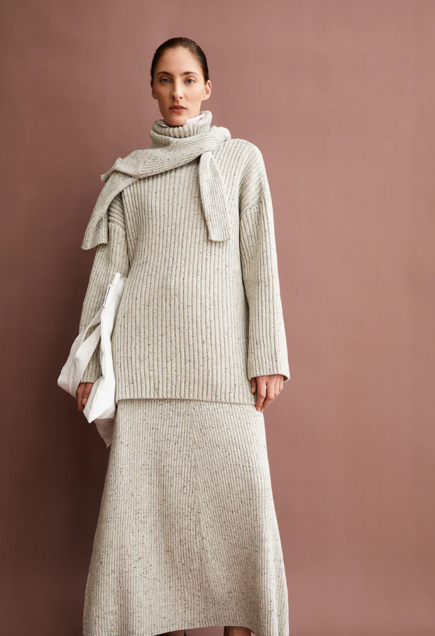 SABIRAA TWEED PEYSA OATMILK BLACK