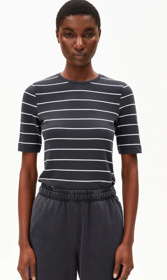 JAANISARA BOLUR FINE STRIPE DARK STEEL OATMILK