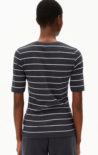 JAANISARA BOLUR FINE STRIPE DARK STEEL OATMILK