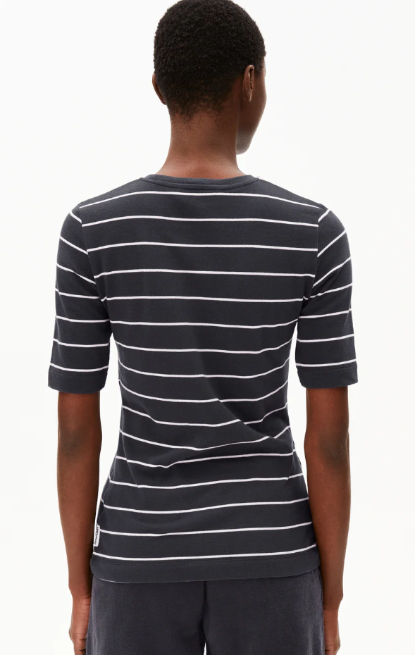 JAANISARA BOLUR FINE STRIPE DARK STEEL OATMILK