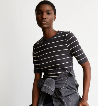 JAANISARA BOLUR FINE STRIPE DARK STEEL OATMILK