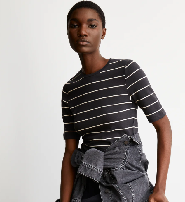 JAANISARA BOLUR FINE STRIPE DARK STEEL OATMILK
