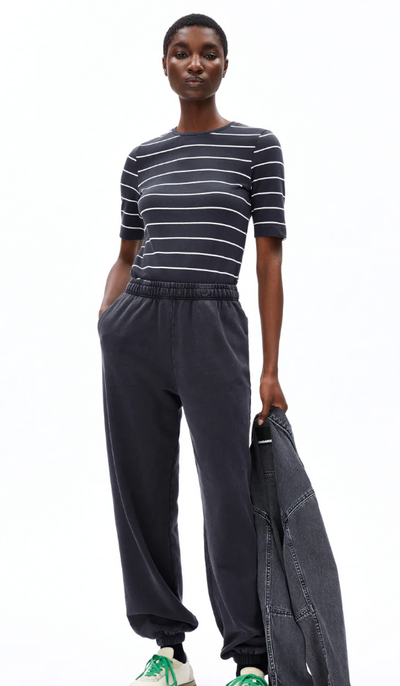 JAANISARA BOLUR FINE STRIPE DARK STEEL OATMILK