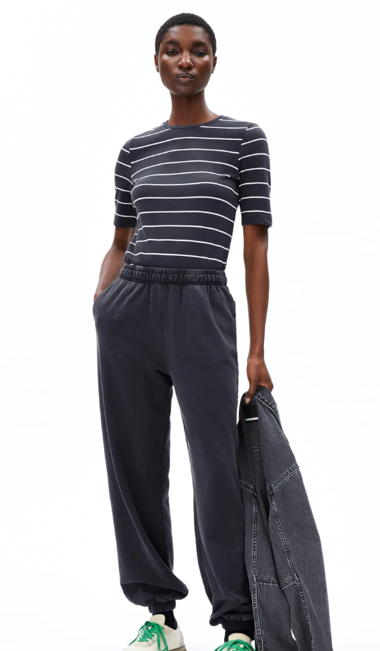 JAANISARA BOLUR FINE STRIPE DARK STEEL OATMILK