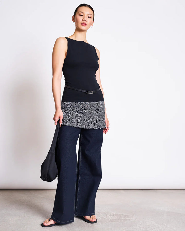BOAT NECK TOP FELIS BOLUR SVARTUR - Ethic