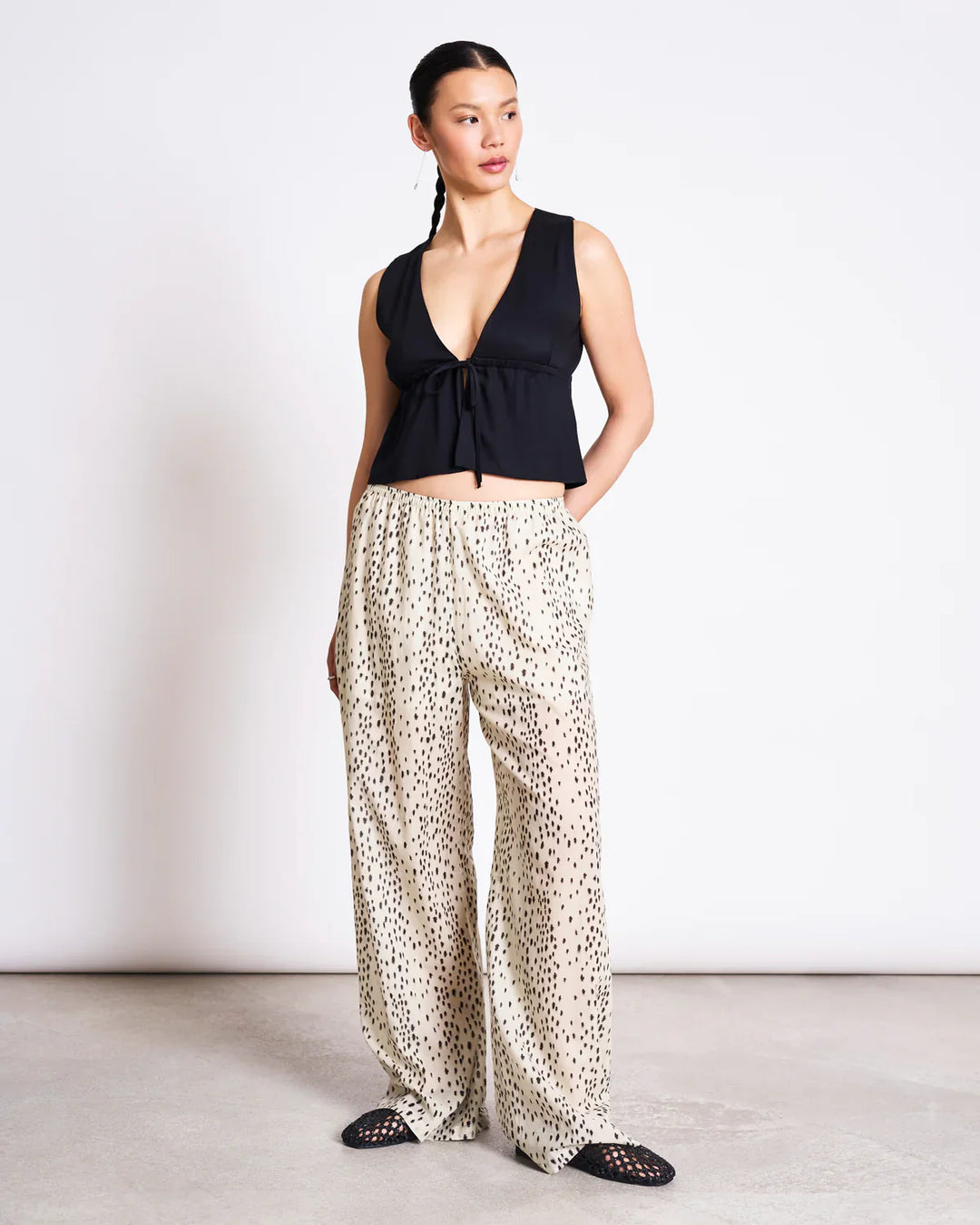 ORIGAN WIDE COTTON PANTS DALMATIAN DOTS - Ethic
