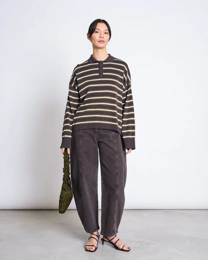 KNIT POLO SWEATER ETTA ZARTBITTER STRIPED GOTS - Ethic