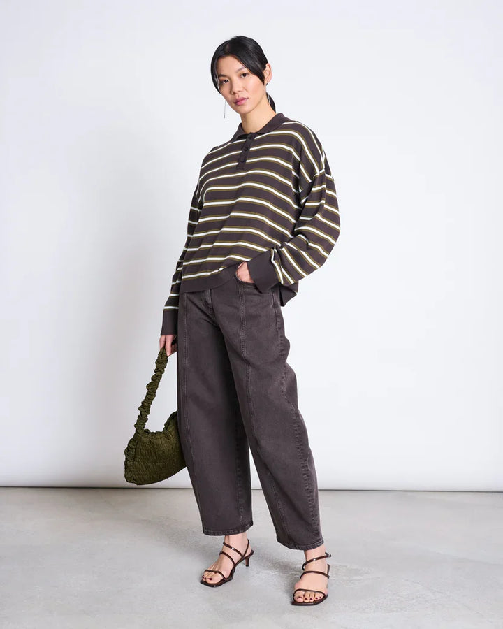 KNIT POLO SWEATER ETTA ZARTBITTER STRIPED GOTS - Ethic