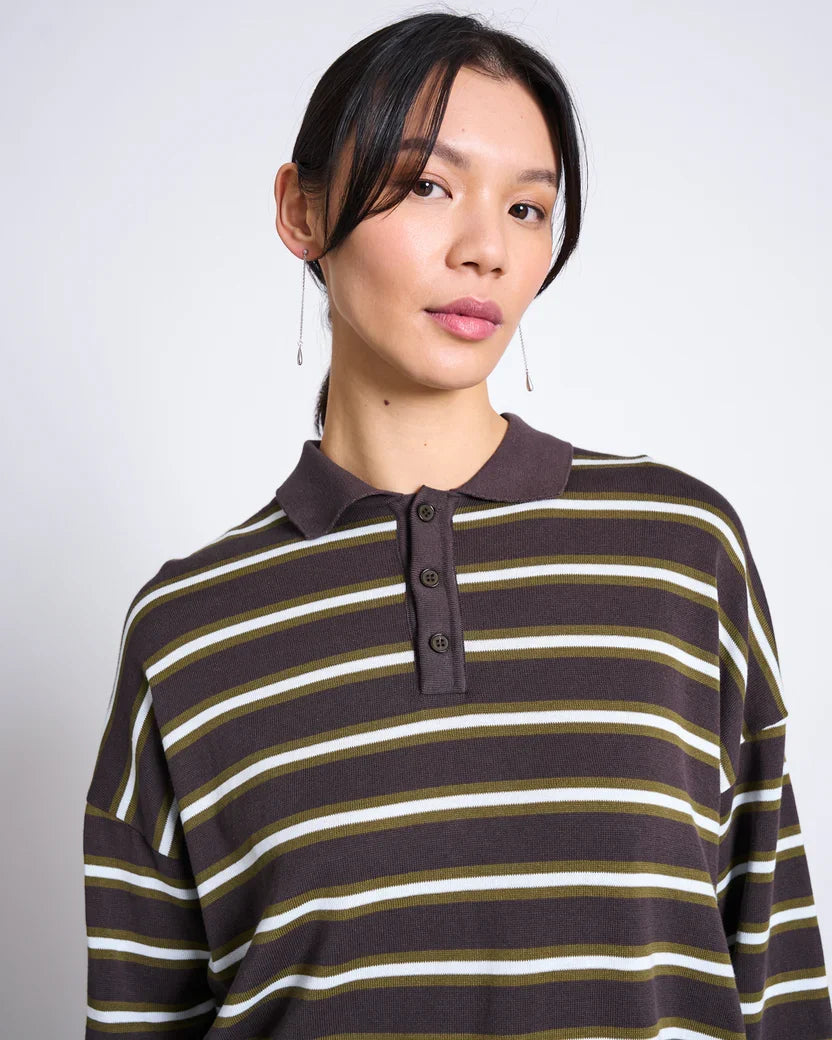 KNIT POLO SWEATER ETTA ZARTBITTER STRIPED GOTS - Ethic