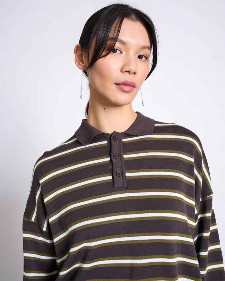 KNIT POLO SWEATER ETTA ZARTBITTER STRIPED GOTS - Ethic