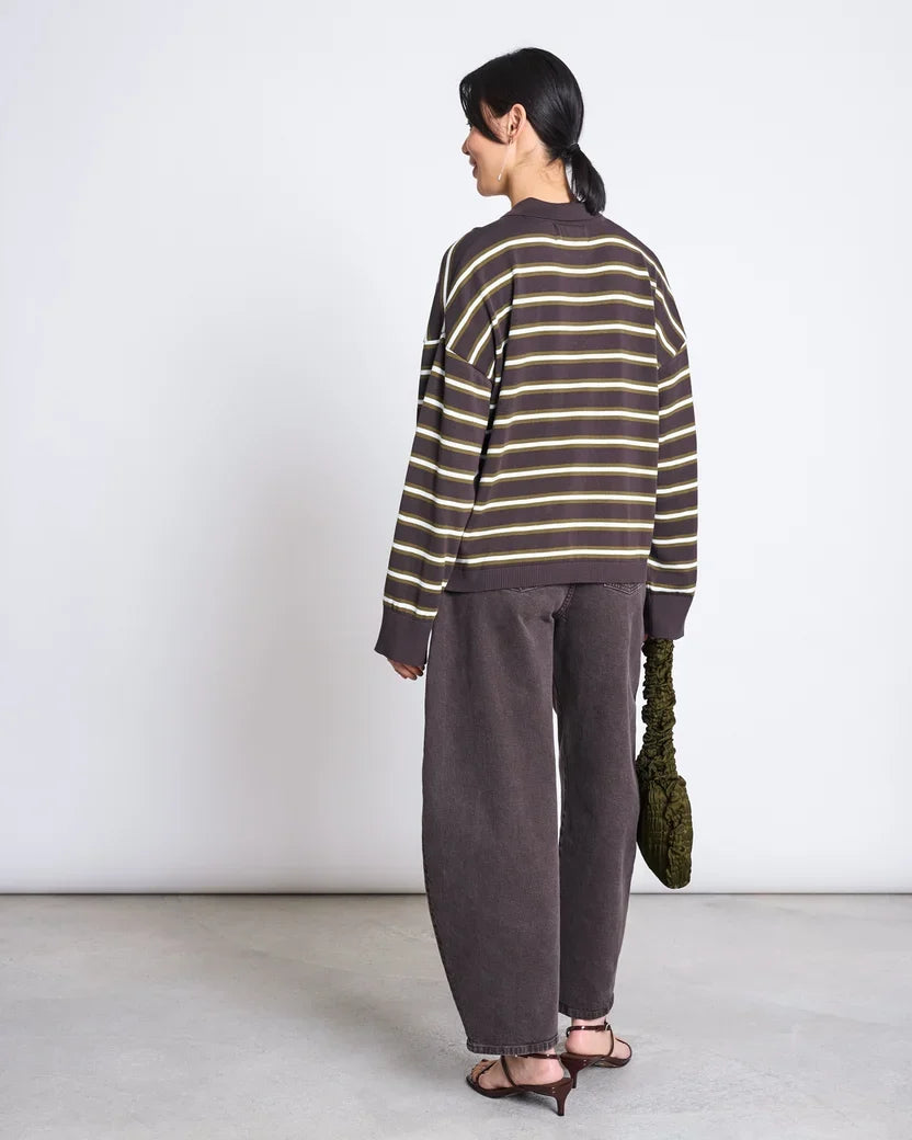 KNIT POLO SWEATER ETTA ZARTBITTER STRIPED GOTS - Ethic