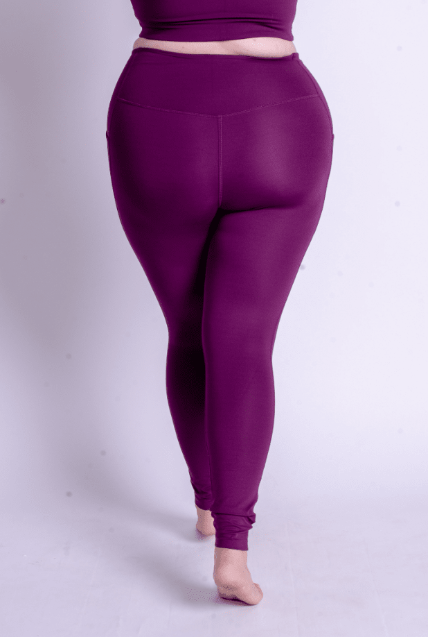 Plum Compressive Háar Leggings með vasa