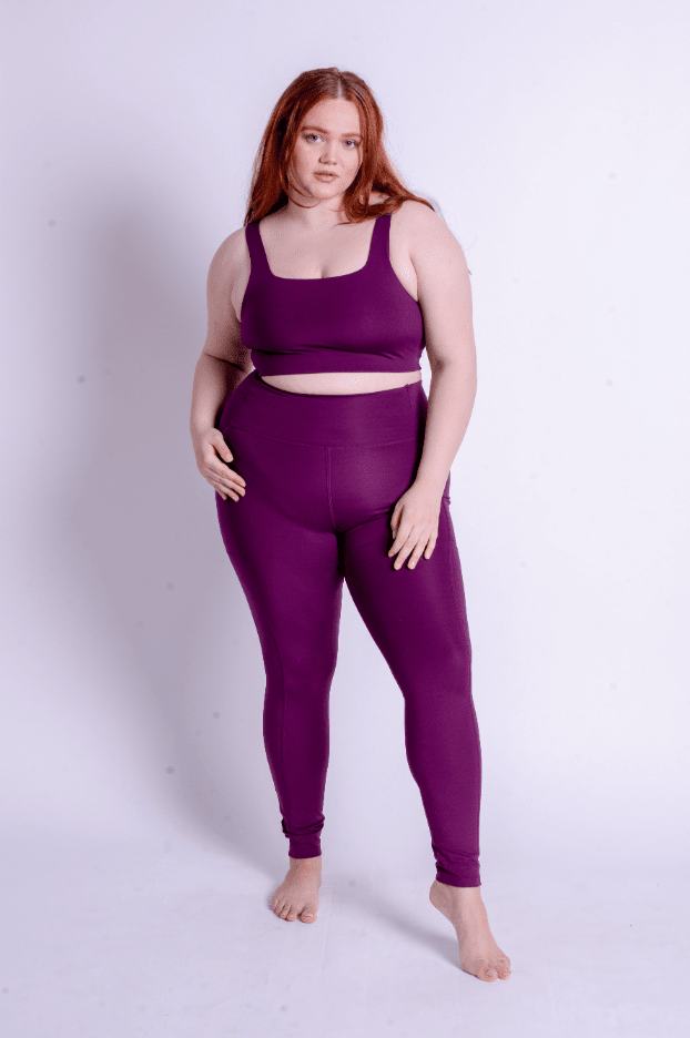 Plum Compressive Háar Leggings með vasa