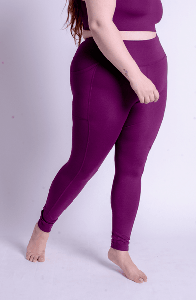 Plum Compressive Háar Leggings með vasa