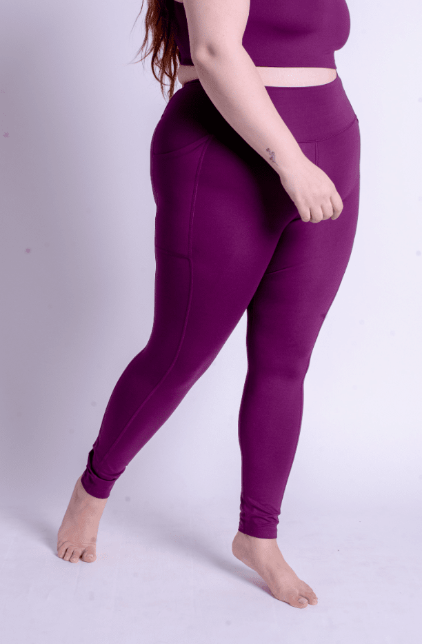 Plum Compressive Háar Leggings með vasa
