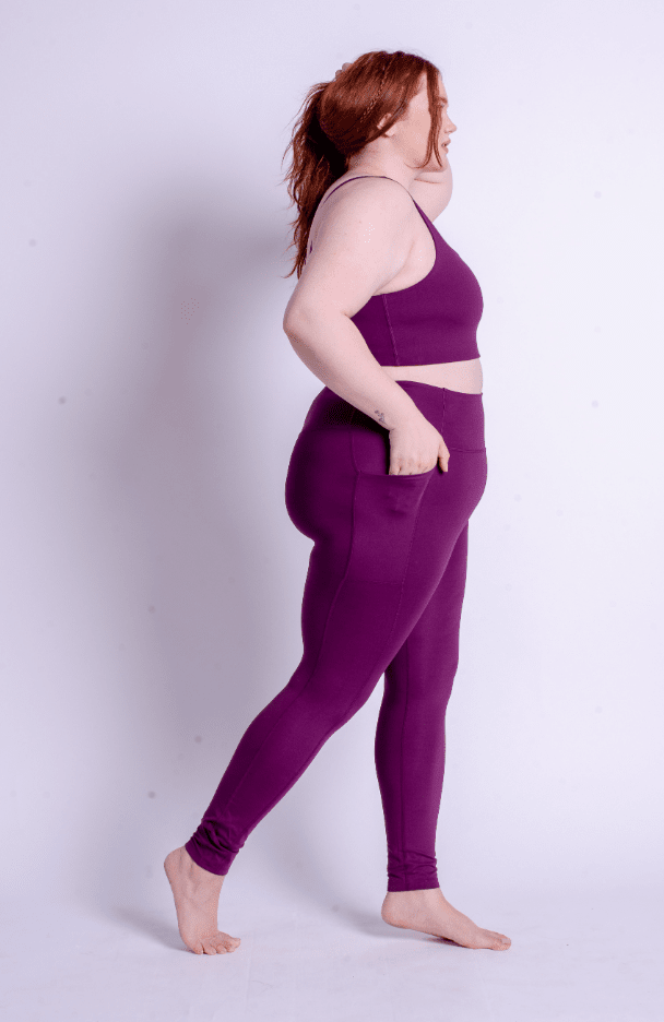 Plum Compressive Háar Leggings með vasa