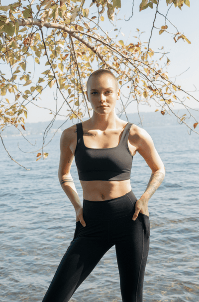 Svartar Compressive Háar Leggings með vasa